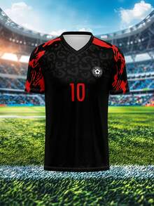 2025款定制运动球衣，男士V领足球/足球队训练上衣，前后可个性化定制姓名、号码、队徽，舒适贴身，适合休闲、派对、日常夏季穿着，旅行收纳包 - 彩色 - 查看 3