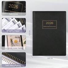 2026 Appointment Book, Daily And Hourly Planner, 2026 January 2026 - December 2026, 9 X 11 Inch Weekly Planner, 2026 Appointment Book, 15-Minute Intervals, Flexible Green Cover - 8"x10"+2025 Planner/Book - Black - View 7