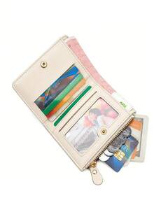 2025 女士短款钱包 刺绣 TPU 拼接学生卡包 极简拉链零钱包 女士钱包 小钱包 可爱钱包 迷你钱包 女士钱包