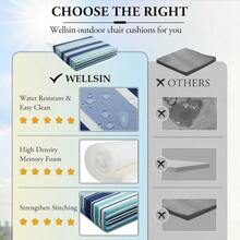 YQQ Wellsin - Cojines para Sillas de Patio al Aire Libre - Resistentes al Agua Juego de 4 18.5 x 16 x 3 Pulgadas Rayas 02 - Última Intervención para Muebles de Patio2179 - Raya02 - Ver 6