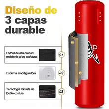 Saco de boxeo profesional Saco de boxeo con guantes de boxeo Colores Negro y Rojo - Rojo - Ver 2