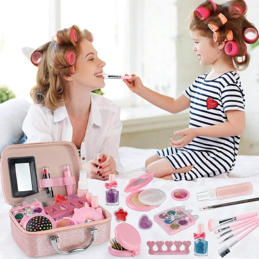 Set de Maquillaje para niñas, Lavable, , no tóxico, Juego de simulación de Princesas, Set de Juguetes de cosméticos, Regalo para niñas. - 1 - Ver 1