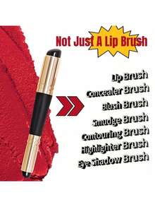 双头硅胶唇刷，啫喱质地，带盖，唇膏刷，适用于腮红、修容、遮瑕、轮廓、眼妆和唇妆，1支装 - 黑色 - 查看 8