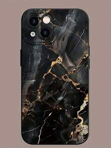 1pc New Unique Marble Pattern Creative Phone Case Compatible With IPhone 17 Pro Max/Air, 11/12/13/14 Plus, XR/7/8 Plus/15 Pro Max, Series - Black - View 4