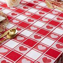 DII 100% algodón, Lavable a máquina, Fiesta, día de San Patricio y la Primavera boreales de Mantel, 152,4 cm x 213,36 cm, Verde y Blanco Comprobar con Shamrock, Asientos 6 8 Personas(Corazón a cuadros Tablecloth, 52x52") - Multicolor - Ver 10