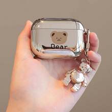 苹果泰迪熊可爱东西银色 Y2k 卡通熊图案保护壳兼容 AirPods1/2 AirPods Pro - 彩色 - 查看 7