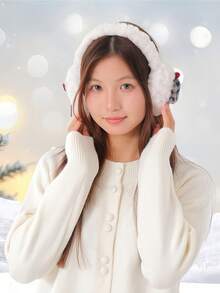 Căști drăguțe din lână de miel cu fundă pentru studenți - Încălzitoare pentru urechi în stil simplu, rezistente la vânt și calde, pentru iarnă și exterior - Vizualizare 5