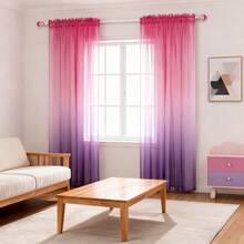 2pcs Modern Gradient Semi-Sheer Curtains, Semi-Transparent Curtains Suitable For Balcony, Bedroom And Living Room Home Decor, Multiple Gradient Colors