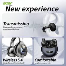 [Official Genuine] Acer OHR511 Bluetooth Earphones, Ear-Hook Design With Display Screen, Charging Case, Non-In-Ear OWS Wireless Earphones, Stereo Bass, Noise Cancelling, Low Latency, Comfortable Fit, Suitable For Study, Business, Sports, Running, Cycling, Compatible With Multiple Devices Like Phones, Tablets, Laptops, Recommended Christmas & Valentine's Day Gift - Black - View 6