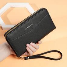 Cartera femenina de gran capacidad, cartera con cremallera para teléfono, tarjetero, clutch, monedero - Morado - Ver 6