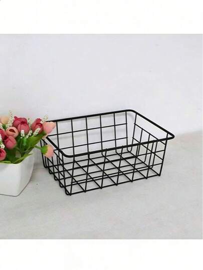 책상 수납 바구니, 무광 블랙 사다리꼴 미니멀리스트 책상 수납 바구니, 드릴이 필요 없는 금속 주방 욕실 수납 바구니, 골드 스몰 사다리꼴 바구니, 로즈 골드 직사각형 바구니, 원형, 직사각형, 펜 홀더, 금속 수납 펜 컵