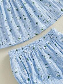 Baby Girls Tank Top Co-Ords - Blue - View 5