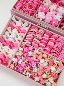 534件套全新儿童发饰套装，甜美公主时尚装饰组合，送给姐妹、孩子、朋友的最佳节日派对礼物 - 彩色 - 查看 4