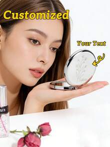 1pc Personalized Floral & Butterfly Pattern Compact Folding Makeup Mirror, Portable Double-Sided Use, Thoughtful Gift For Daughter, Sister, Best Friend, Fashionable, Retro, Modern, Colorful, Casual, Versatile, Soft, Unique, Customizable, Ideal Gift For Her, Girlfriend, Boyfriend, Friend, Great Gift For Valentine's Day And New Year - Multicolor - View 9