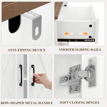 Sideboard, Kitchen Cabinet With 3 Drawers And 3 Doors For Kitchen, Buffet Cabinet With Worktop, For Dining Room, Living Room, Wood - 彩色 - 查看 6