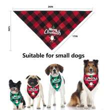 1PC Dog Headscarf Christmas Classic Plaid Pet Scarf Triangular Bib Handkerchief Merry Christmas Santa Claus Snowman Headscarf Suitable For Dogs And Pets - Red - View 6