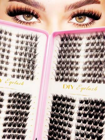 320 juegos de clips para el cabello rizado DIY, pestañas postizas individuales, con curvaturas en forma de C/D de 8, 10, 12 y 14 milímetros, un extensor de pestañas DIY mixto