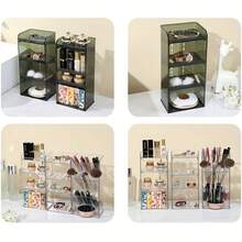 Adjustable Bathroom Storage Rack - Transparent Plastic Countertop Organizer, Multi-Tier Design, Suitable For Cosmetics, Jewelry And Makeup Brushes - Space-Saving Vanity Storage, Compact Design, Height Under 27 Inches, Clear Plastic Cosmetic Storage Box - Lightweight Portable Lipstick And Eyeshadow Brush Holder, No Assembly Required, Suitable For Bathroom Vanity, Minimalist And Lightweight, Easy To Clean, Can Be Used To Display Jewelry, Ideal For Small Spaces.