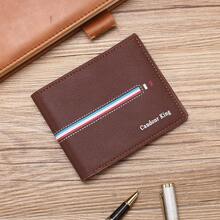 Cartera corta para hombres multifuncional conúltiples ranuras para tarjetas, tarjetero y clip para dinero - Marrón claro [diseño de letras impresas] - Ver 5