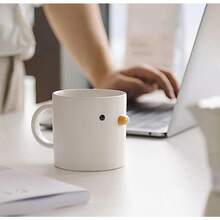 PURROOM Taza de café divertida de cerámica taza de capuchino de pollito dulce taza de té creativa de 13 onzas taza de agua para el hogar oficina familia amigo pareja regalo de San Valentín. - Blanco - Ver 5