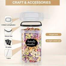1.6L Storage Jars 10 Set, Storage Box Kitchen Airtight Container Made Of Plastic With Lid, Storage Jars For Storing Pasta, Cereal, Rice, Flour, And For Pet Food, Pink+Black, - Black Powder - View 3