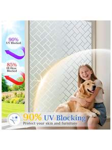 Frosted Window Film Non-Adhesive, Frosting Privacy Film For Glass Windows, Self Static-Cling Decorative Window Cling For Home Office UV Protection Cross Pattern - White - View 4