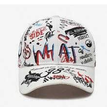 1 pieza Gorra de béisbol decorativa de poliéster con estampado de graffiti casual, primavera/otoño