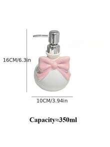 1pc Nordic Style Cute Bow Ceramic Refillable Shampoo/Body Wash Bottle, Bathroom Accessory, Soap Dispenser, Elegant Bathroom Decor, Holiday Gift, Birthday/Christmas/Thanksgiving/Mother's Day Gift For Boyfriend/Girlfriend, High-End Hotel Supply, Housewarming Gift, Back To School, Special Present - Multicolor - View 6