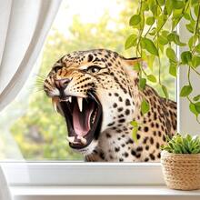 1片逼真猎豹玻璃贴纸，可用于装饰阳台、窗户、浴室、客厅、卧室，无需胶水静电吸附，时尚贴纸 - 約寬30cm長40cm - 查看 5