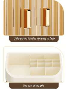 大容量三层双门化妆品收纳盒，浅黄色，抽屉式设计，可收纳梳妆配件、珠宝首饰、化妆刷、香水等，是送给女性的完美礼物，也是情人节和开学季的理想之选。 - 彩色 - 查看 7