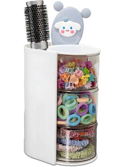 1个桌面化妆品收纳盒 - 多层隔层+分类收纳，防尘易清洁+稳固防滑，大容量可拆卸，适用于化妆海绵/眉笔/化妆品，可用作梳妆台/宿舍/办公室笔筒