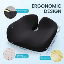 BENAZCAP Ergonomic Memory Foam Seat Cushion (Back Support) For Office & Car – Gift For The Family - Black - View 2