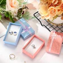 24/10/1 Jewelry Gift Box Set: Empty Jewelry Boxes, Suitable For Holding Small Gifts, Multiple Colors Available, Equipped With Ribbon Bows, Suitable For Anniversary, Wedding, Jewelry Display And Packaging, Beading And Jewelry Making Occasions - Black - View 4