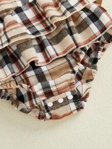 Conjunto Primavera Verano Bebé Niña  Mono a Cuadros Sin Mangas + Volantes  Diadema Incluida - Multicolor - Ver 6