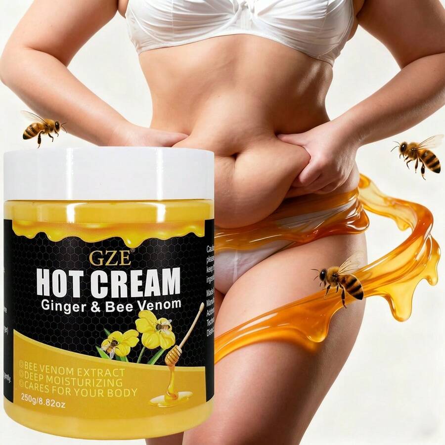 GZE 生姜蜂胶热敷霜 - 深层温热保湿身体乳,舒缓肌肉,放松热疗,250克/8.82盎司 - 黃色 - 查看 1
