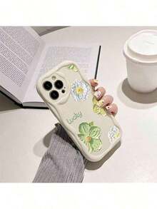Funda de Teléfono Suave con Estampado de Olas Esponjosas Compatible , Regalo Lindo a Prueba de Golpes para Chicas, Funda con Estampado de Olas Crema, Funda de Iluminación MEI, Llave de Pago de Gato, Cubierta Rectangular Brillante de Animal - Blanco - Ver 5