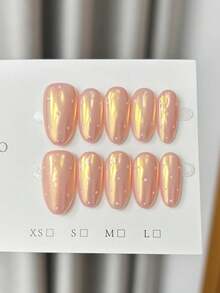 10 móng tay giả thủ công hình oval, móng acrylic dán ngắn, kiểu tối giản màu hồng, chấm bi hồng, màu trơn, bột vàng Aurora, móng mạ crom, móng Hailey, móng mùa thu cá tính, thanh lịch, đơn giản, móng dán mùa thu, móng giả mùa đông, móng ngày Valentine, thẩm mỹ tối giản, thích hợp cho tiệc tùng, hẹn hò, đi biển, nghỉ dưỡng nhiệt đới, tự làm móng nghệ thuật, thích hợp làm quà tặng cho phụ nữ và bé gái. - Hồng - Xem 4