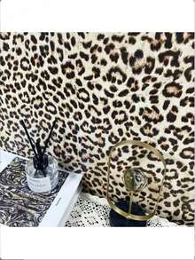 1 Roll Leopard Print Peel And Stick Wallpaper, Waterproof Removable Self-Adhesive Textured PVC Contact Paper, Suitable For Bedroom Decor, Kitchen, Bathroom, Cabinets, Vanity, Easy To Apply And Remove, Brown-Yellow Home Decor Sticker - Brown - View 3