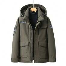 High-Quality Cotton-Padded Jacket For Men, Loose-Fitting Cotton Coat For Autumn And Winter, Warm Outerwear - xanh quân đội - Xem 3