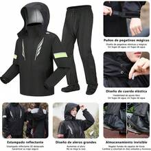 Impermeab Reflectantes para Motocicls y Bicicls Conuntos De Impermeab Con Fundas De Zapatos Impermeable para a Motociclista - Negroyverde - Ver 4