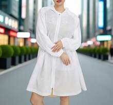 Adidas Women's Neo Long Lightweight Jacket Sports Outerwear - White - View 7