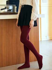 女士保暖薄绒连裤袜 - 保暖柔软不透明连裤袜，适合15-25°C秋季日常穿着/办公/派对打底裤 - 彩色 - 查看 12