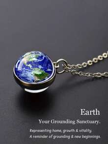 1件个性化表达玻璃球行星系列吊坠，适合女性、情侣、朋友、父母，独特的礼物之选（太阳、月亮、水星、金星、地球、火星、木星、土星、海王星） - 彩色 - 查看 3