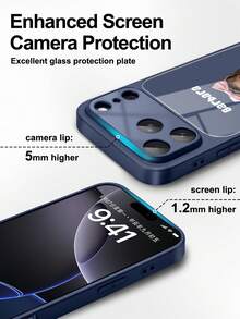 1pc Customized Signature Black Phone Case Compatible With IPhone 16 Pro Max/17 Pro Max/17 Air, S24 Ultra, Redmi And Other Models - Royal Blue - View 4