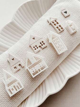 1/4pcs, Village House Shaped Polymer Clay Cutter Set Boho Embossed Trinket Molds For Earrings Canadian Made Clay Craft Tools
