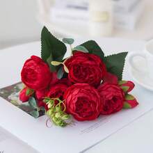 1pc Artificial Peony Flower Head, Silk Rose, Simulated Tea Rose, Suitable For Home Decor, Living Room Decor, Wedding Decor, Party Decor, Garden Decor, As Well As Valentine's Day, Birthday, Engagement, Graduation Gifts. Gifts For Women, Home Decor, Bedroom Decor.