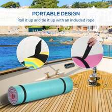 Soozier 12'x 5' Lily Pad Floating With Cup Holder Table, 3 - Layer Portable Roll - Float Dock 2 - 3 People, On Lake, River, Beach, Swimming Pool, Pink - Pink + Plastic - View 8