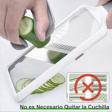 PZW Cortador de Verduras Mandolina para Cocina Cortadora Mandolina de Mano de Acero Inoxidable 3 Ajustes Grosor ideal para Cebollas Tomate Frutas Patatas Repollo2537 - BlancoYGris - Ver 5