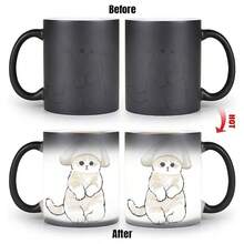 1pc 11Oz Color Changing Coffee Mug, Adorable Cats Design, Thermosensitive Color Changing Cup, Perfect For Home, Office Or As Gifts, Sturdy Ceramic Mug, One-Of-A-Kind Color Changing Coffee Cup, Birthday Present, Halloween Present - 11oz - View 5