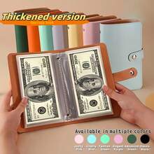 A 100-Page Rectangular Banknote Storage Book, Cash Savings Book, Accounting Notebook For Saving Money, Capable Of Holding Cash And Banknotes, A Large-Capacity Cash Notebook Specially Designed For Storing Coins, Stamps And Cards. - 彩色 - 查看 1